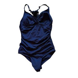 Navy Cross Back 1 piece swim suit- size 8